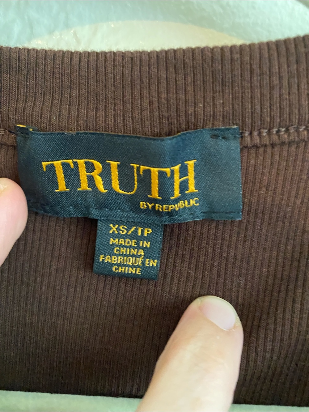 Truth Brown Ribbed Button-Front Short Sleeve Top - Picture 2 of 3